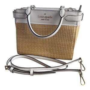 Kate Spade Staci Medium Straw “whitedove” Leather Satchel